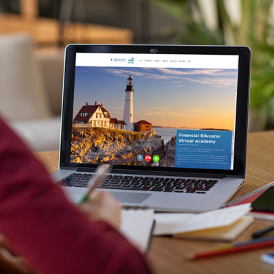 person at laptop viewing CFL coursework